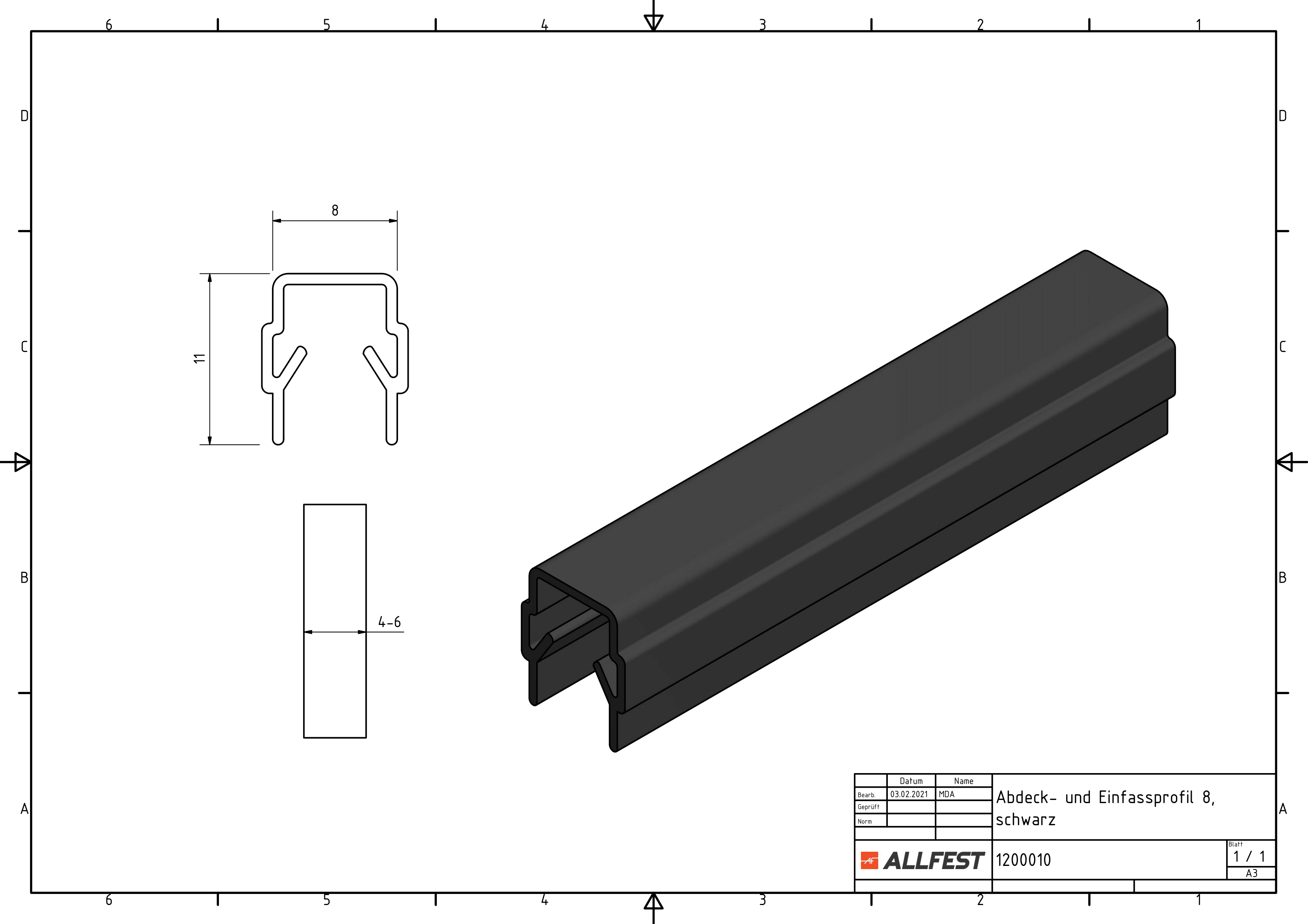 Abdeck- und Einfassprofil 8, schwarz – Bild 2